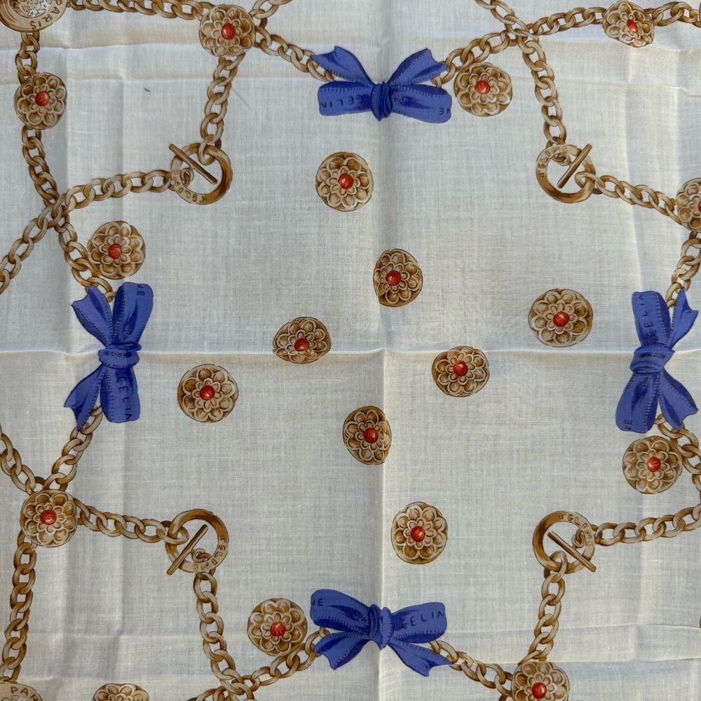 Celine scarf,  19" X 19" Cotton NWT - Picture 4 of 11